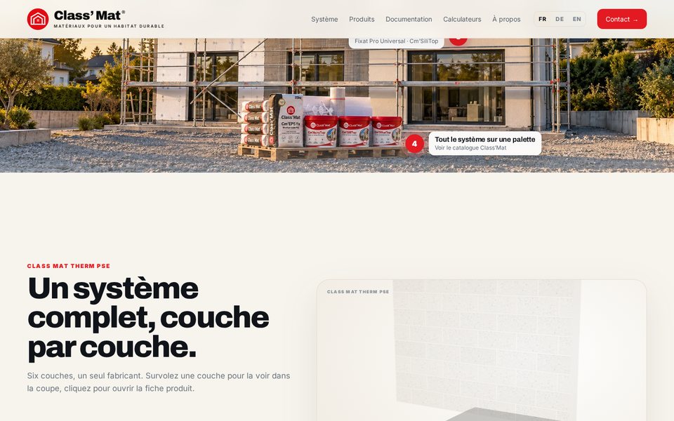 Class’Mat-Website: das Dämmsystem mit seinen Schichten, auf Französisch